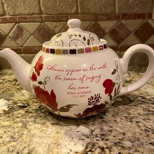 Blessings Unlimited beautiful ceramic teapot Song of Songs floral hand painted